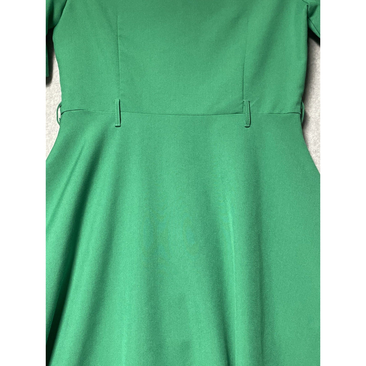 SHARAGANO 4 Emerald Green Dress Roll-Tab Sleeves Belted Gold Buttons NO BELT