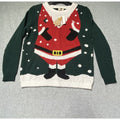 NEW Merry Christmas By Poof Sweater Womens Small Green Santa Claus Ugly sweater
