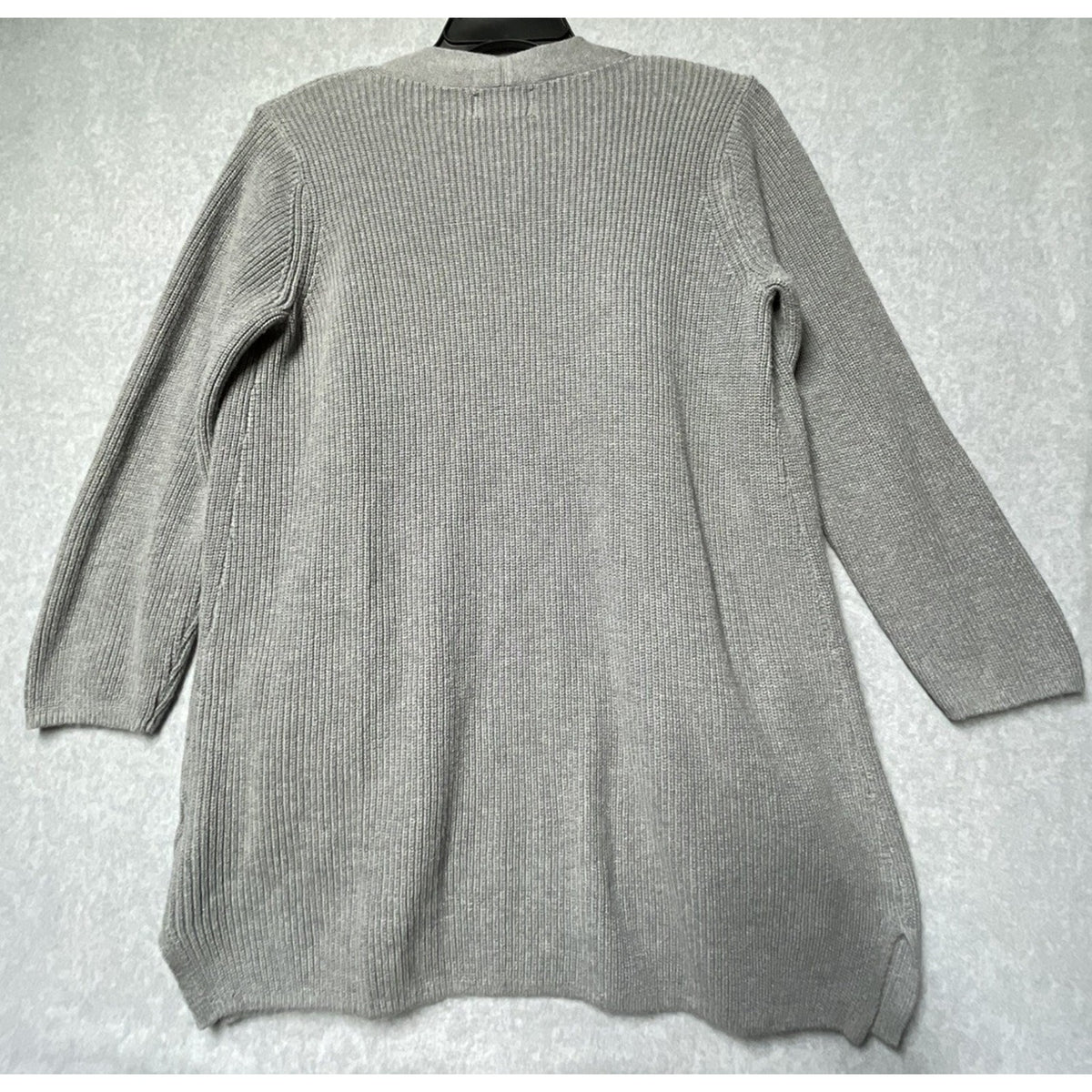 Old Navy Cardigan Sweater Womens M Grey Open Front Pockets Ribbed Long Sleeve