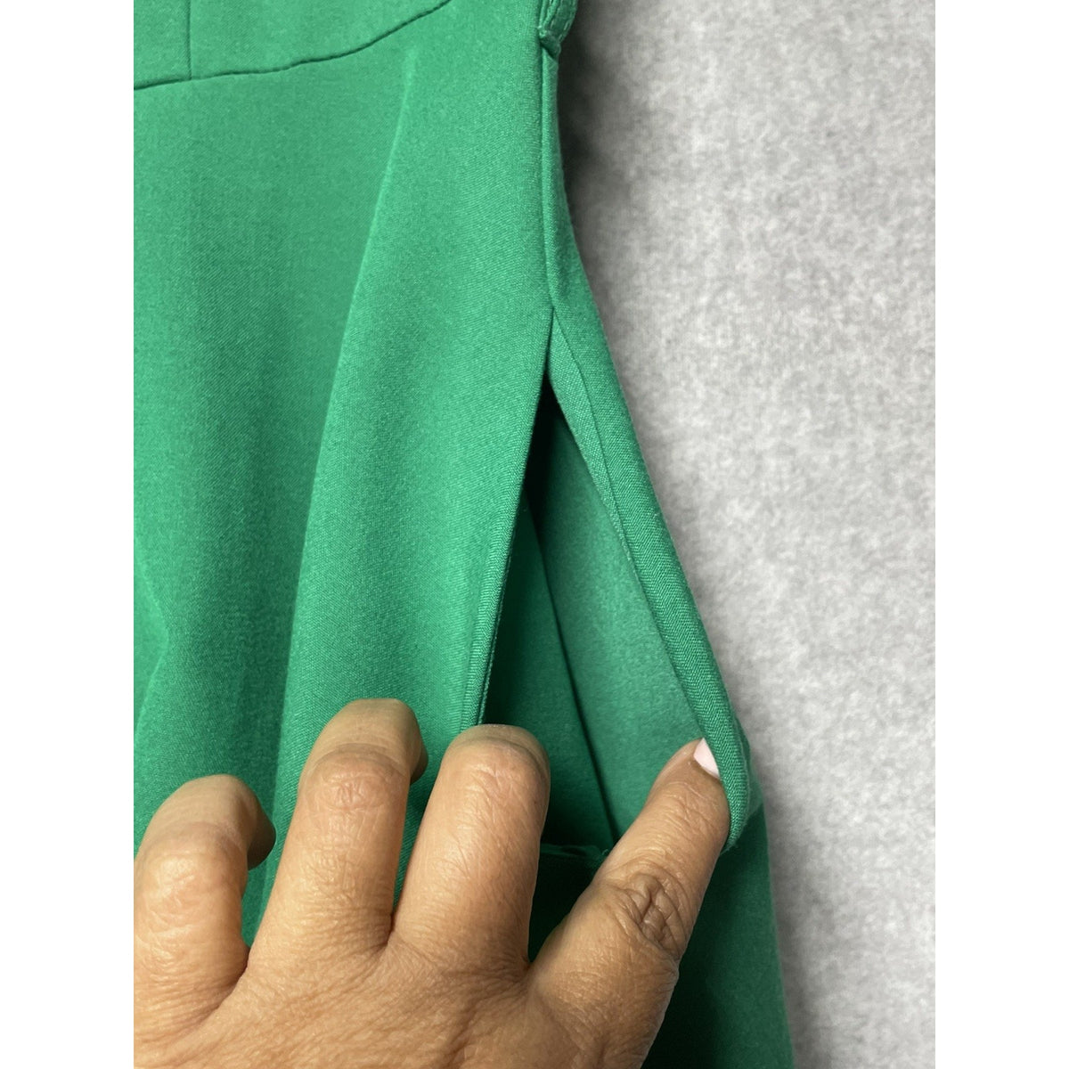 SHARAGANO 4 Emerald Green Dress Roll-Tab Sleeves Belted Gold Buttons NO BELT