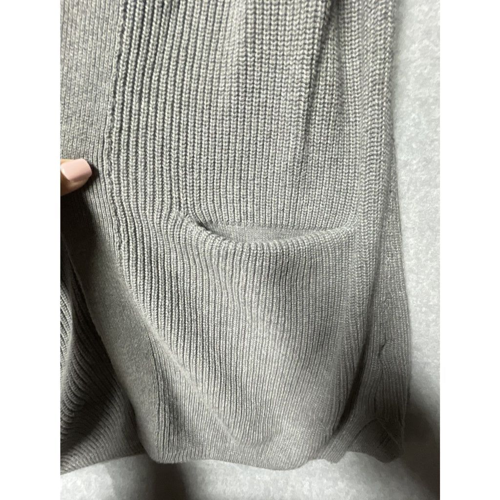 Old Navy Cardigan Sweater Womens M Grey Open Front Pockets Ribbed Long Sleeve
