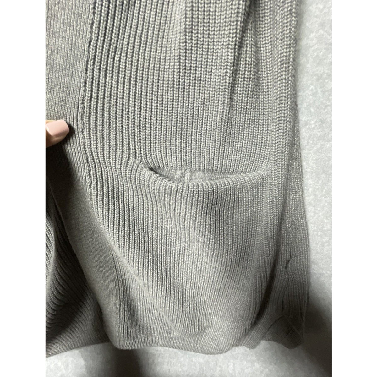 Old Navy Cardigan Sweater Womens M Grey Open Front Pockets Ribbed Long Sleeve