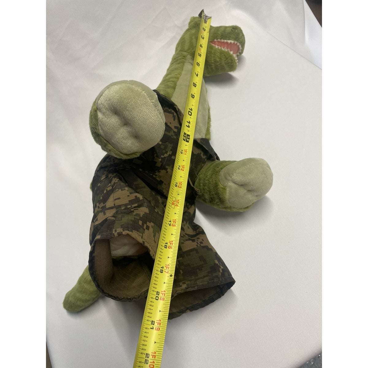 Brontosaurus Build-A-Bear Workshop Green Dinosaur Plush Military Camo Outfit 18”