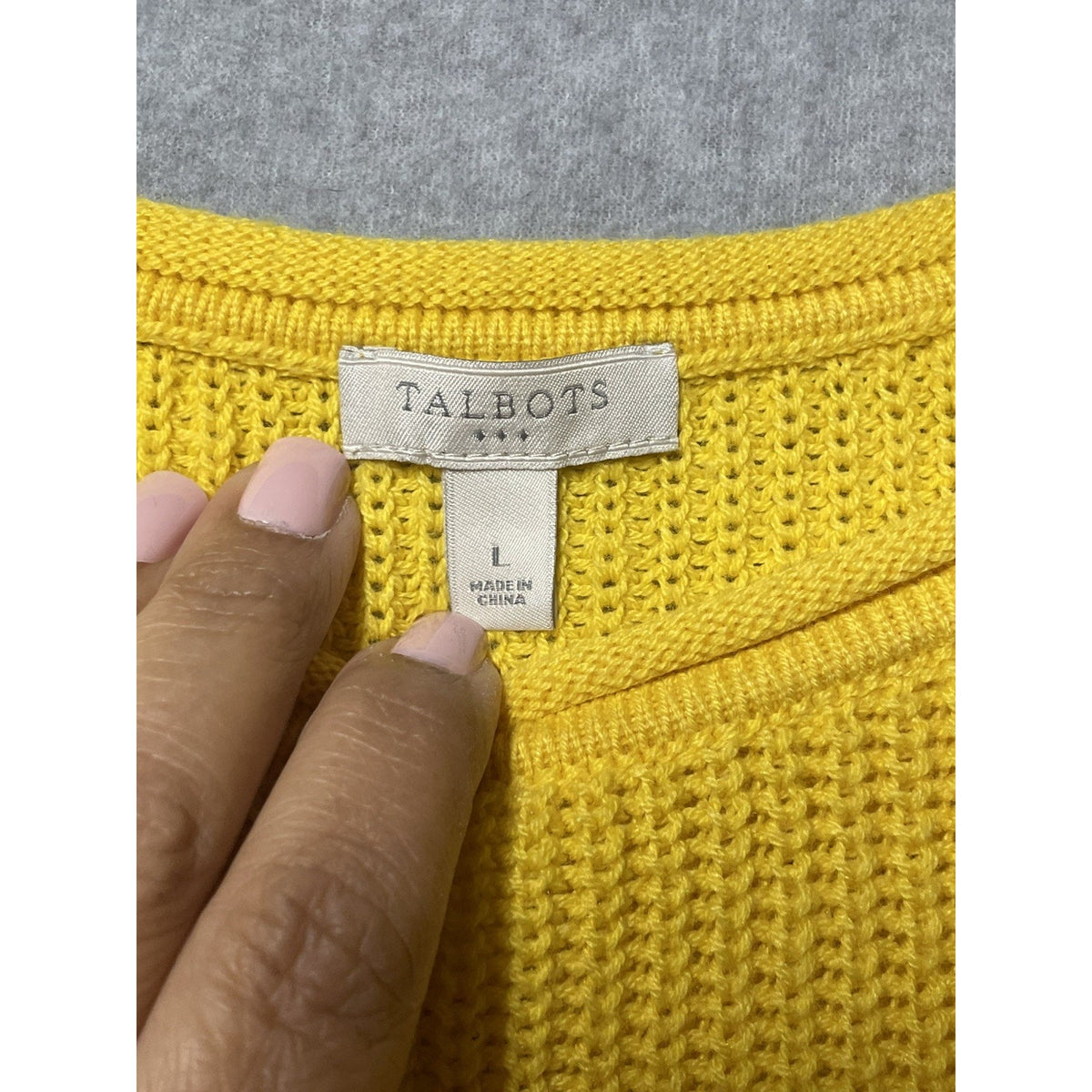 Talbots Women's Large Sweater Yellow Long Sleeve Pullover Cotton Blend Knit
