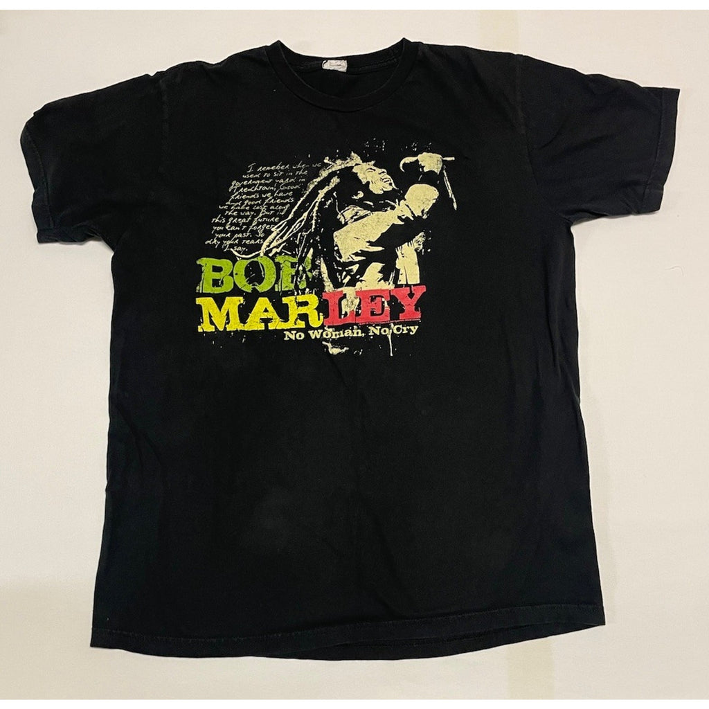Vintage Bob Marley T Shirt Size XL Black No Woman No Cry Logo 2007