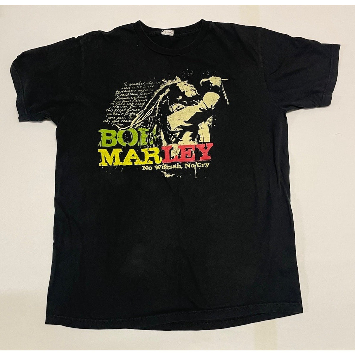 Vintage Bob Marley T Shirt Size XL Black No Woman No Cry Logo 2007