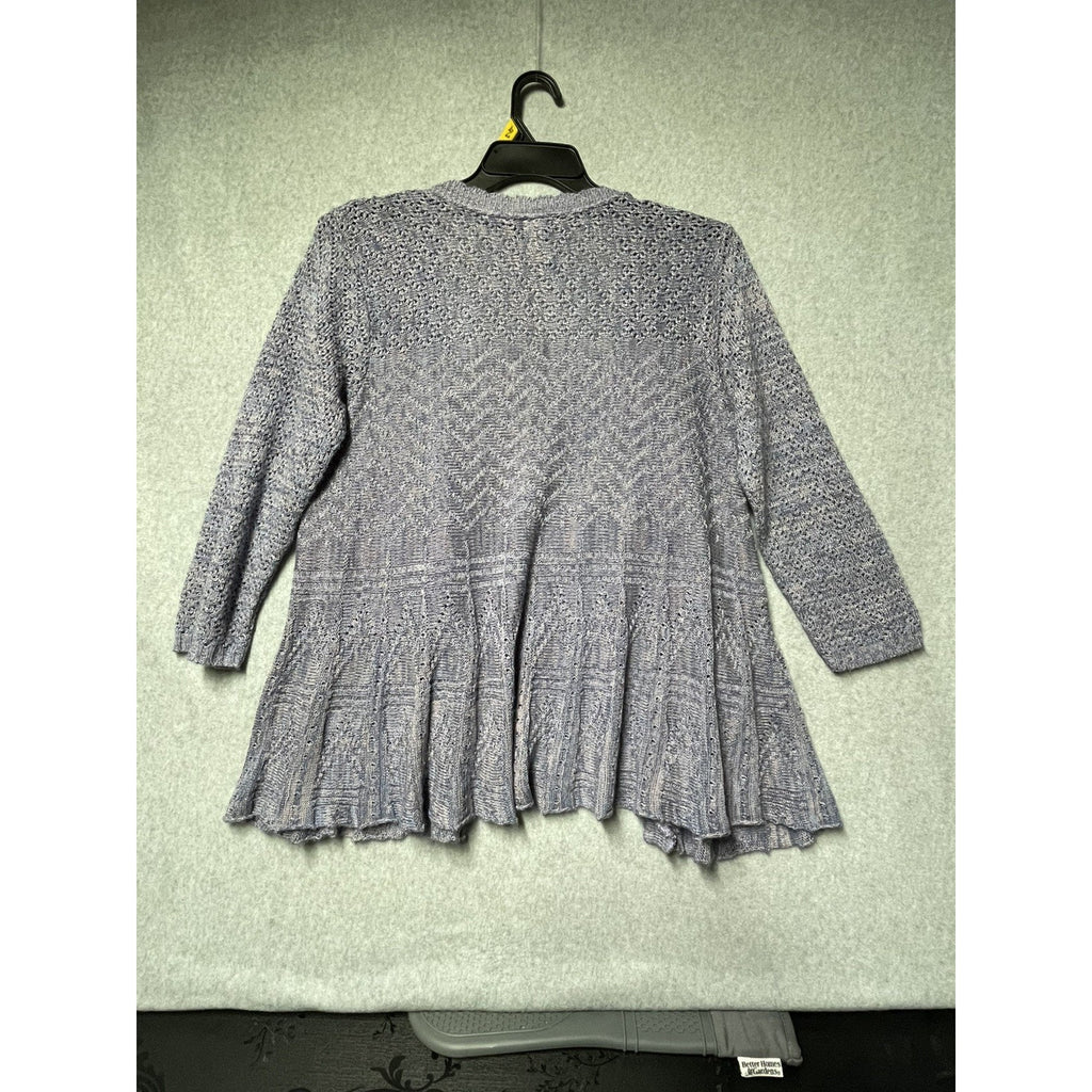 Two-one-two New York Purple Knit open front Cardigan 3/4 Sleeve XL