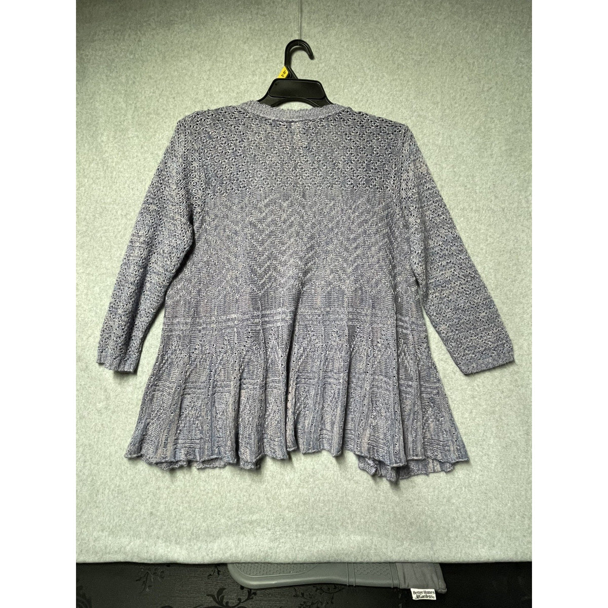 Two-one-two New York Purple Knit open front Cardigan 3/4 Sleeve XL