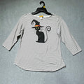 Women’s Sz S Black White Striped Halloween Black Cat 3/4 Tee Ruby Rd