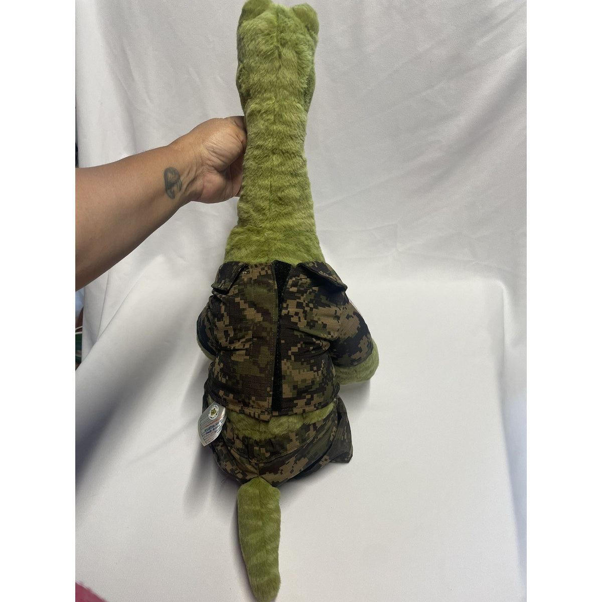 Brontosaurus Build-A-Bear Workshop Green Dinosaur Plush Military Camo Outfit 18”