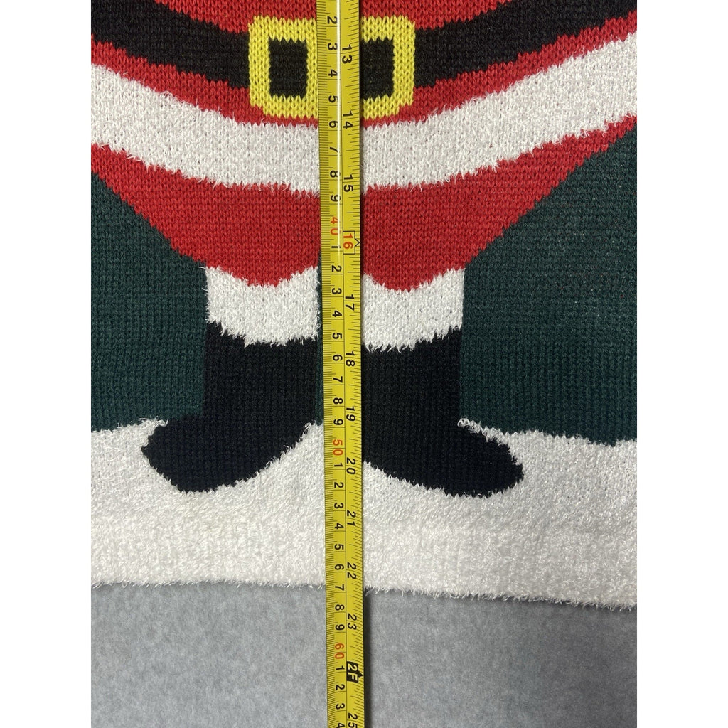 NEW Merry Christmas By Poof Sweater Womens Small Green Santa Claus Ugly sweater