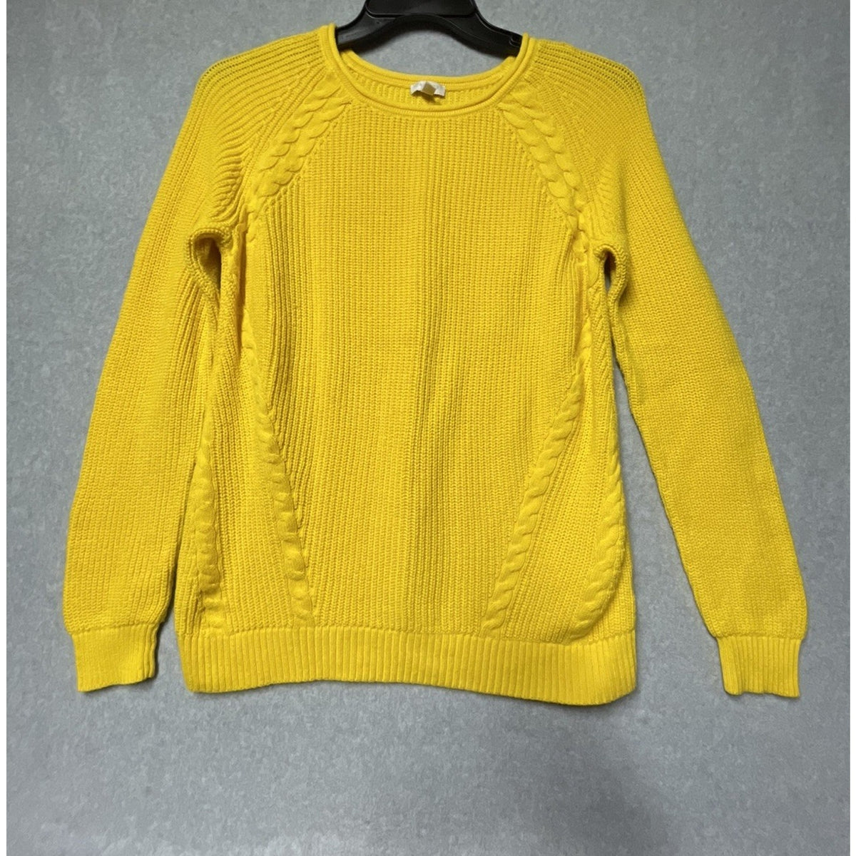 Talbots Women's Large Sweater Yellow Long Sleeve Pullover Cotton Blend Knit