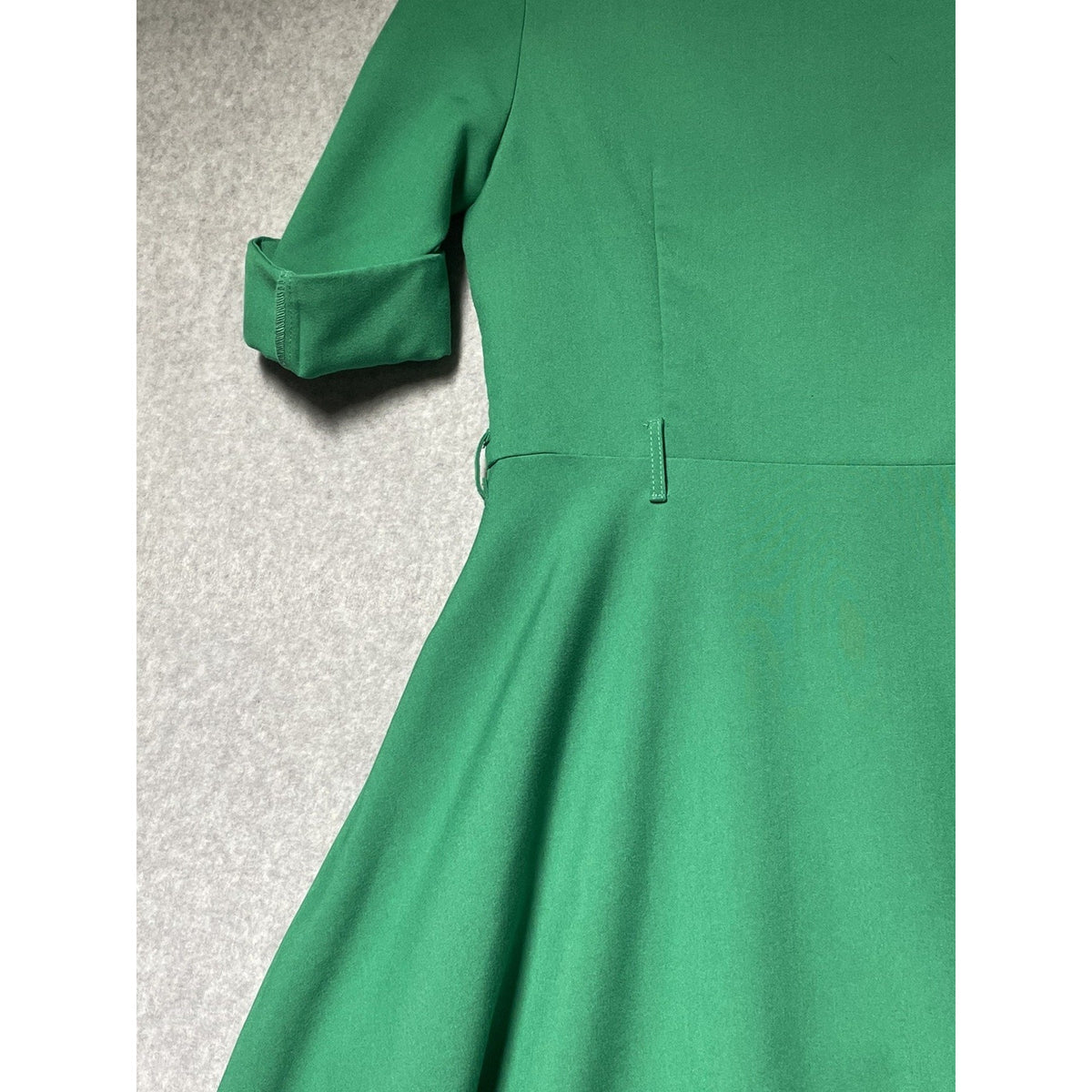 SHARAGANO 4 Emerald Green Dress Roll-Tab Sleeves Belted Gold Buttons NO BELT