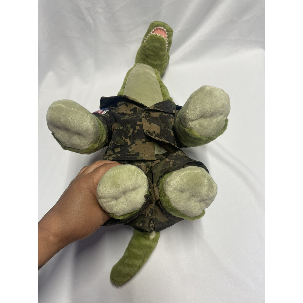 Brontosaurus Build-A-Bear Workshop Green Dinosaur Plush Military Camo Outfit 18”