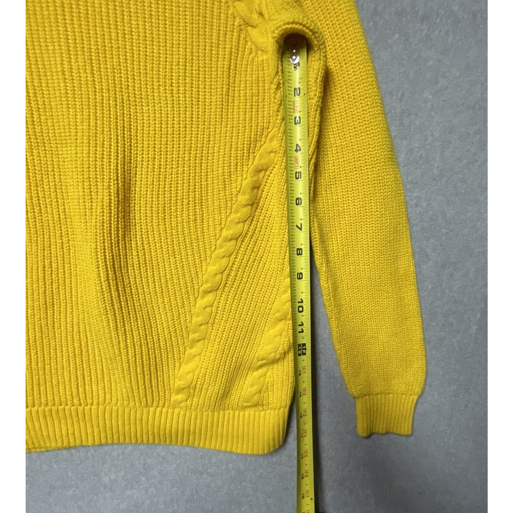 Talbots Women's Large Sweater Yellow Long Sleeve Pullover Cotton Blend Knit