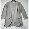Old Navy Cardigan Sweater Womens M Grey Open Front Pockets Ribbed Long Sleeve