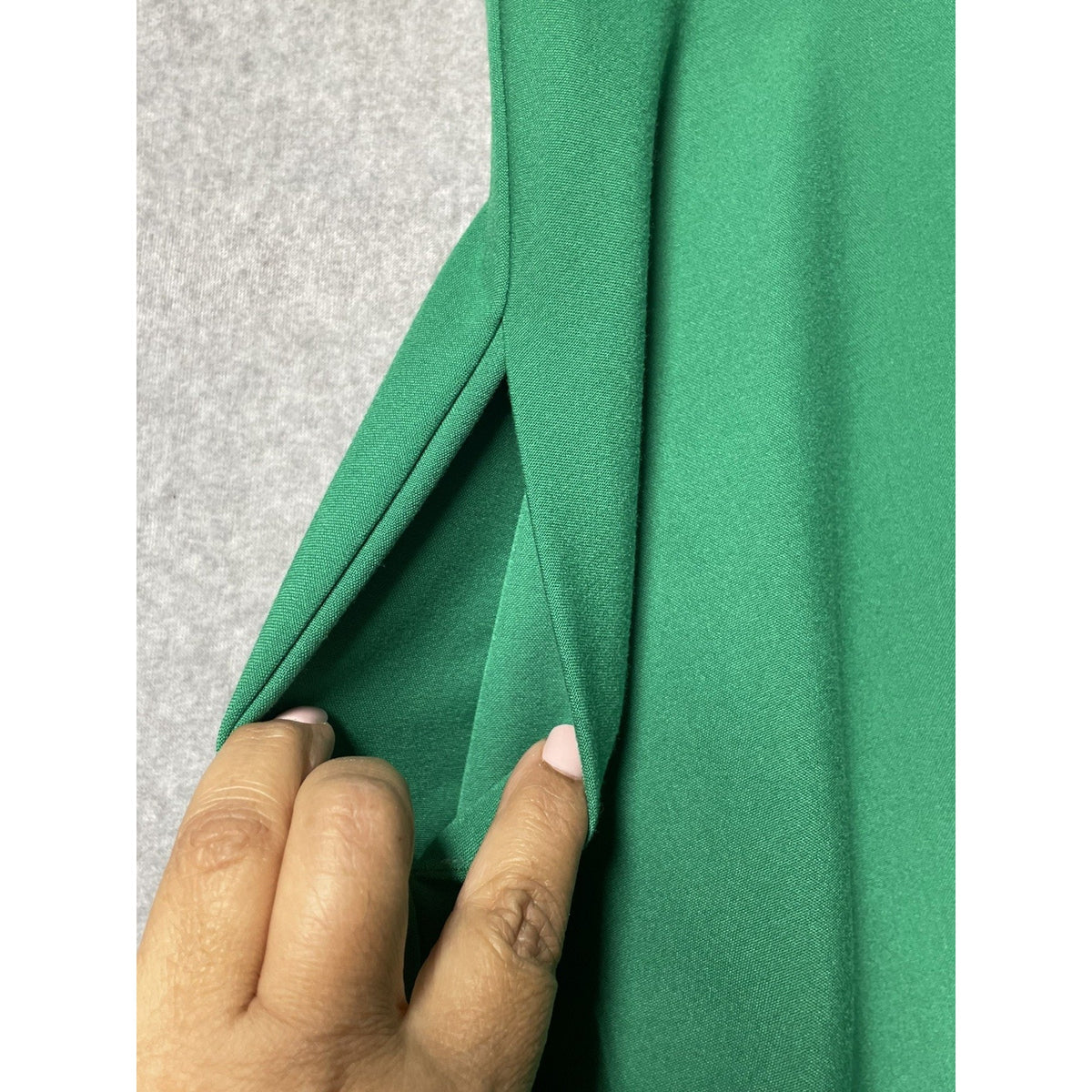 SHARAGANO 4 Emerald Green Dress Roll-Tab Sleeves Belted Gold Buttons NO BELT