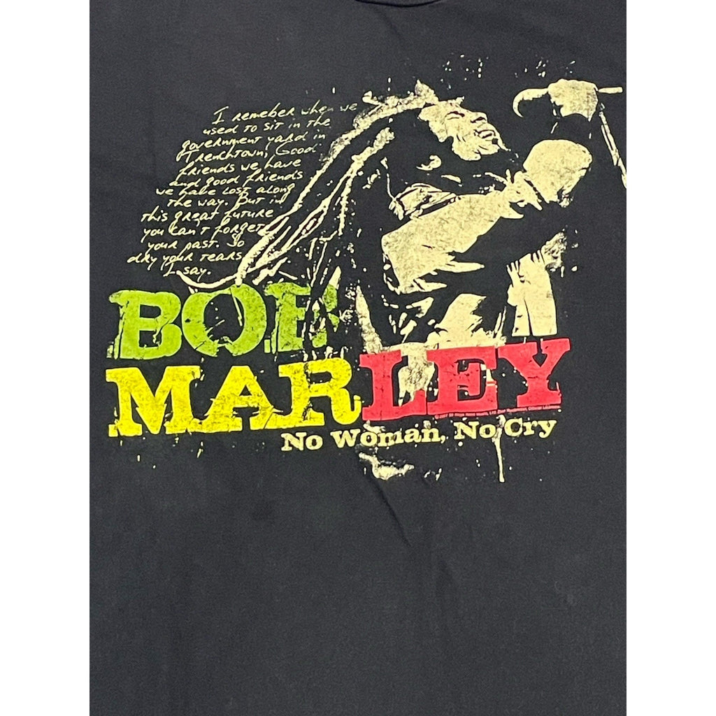 Vintage Bob Marley T Shirt Size XL Black No Woman No Cry Logo 2007