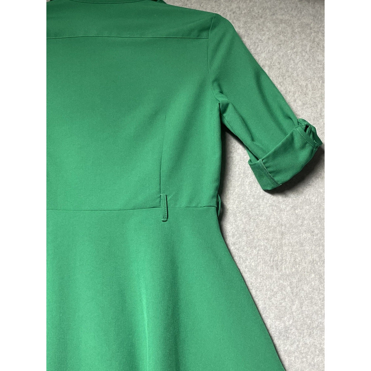 SHARAGANO 4 Emerald Green Dress Roll-Tab Sleeves Belted Gold Buttons NO BELT